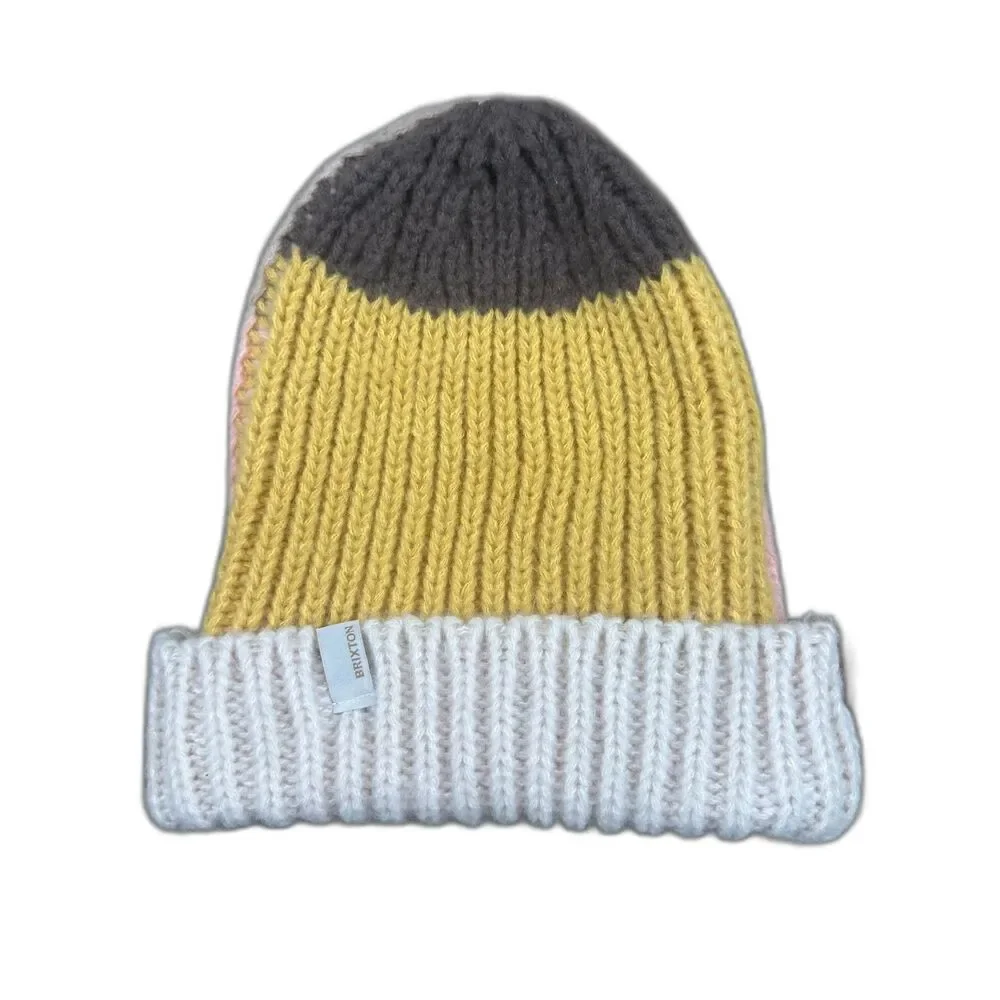 Brixton Fiona Womens Beanie Color Block Brown Pink Yellow Brown Winter Snow